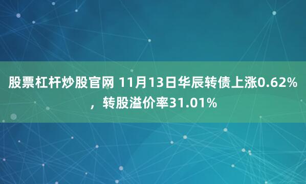 股票杠杆炒股官网 11月13日华辰转债上涨0.62%，转股溢价率31.01%